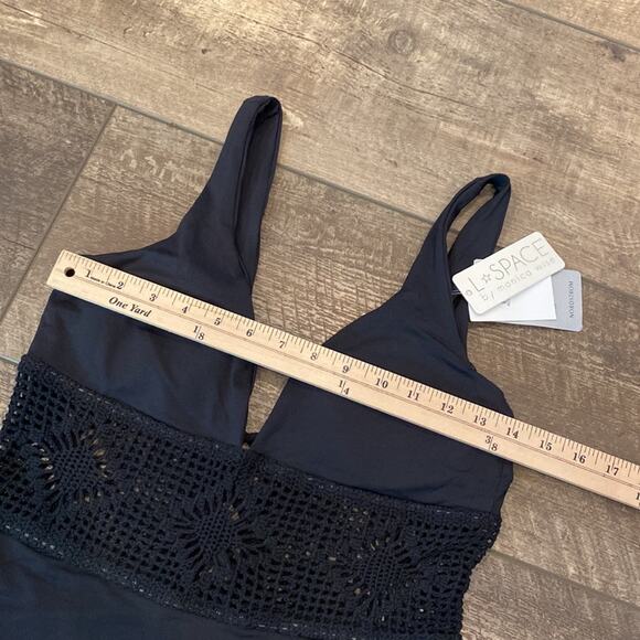 NWT L SPACE by Monica Wise Black One Piece Swim Suit Size 12 - Picture 10 of 14